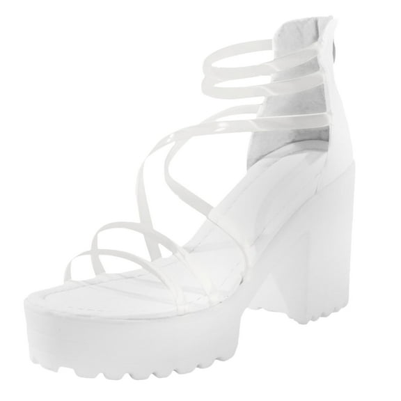 Mostsola Platform Heels for Women High Strappy Block Heels Open Toe Sexy Wedding Dress Shoes