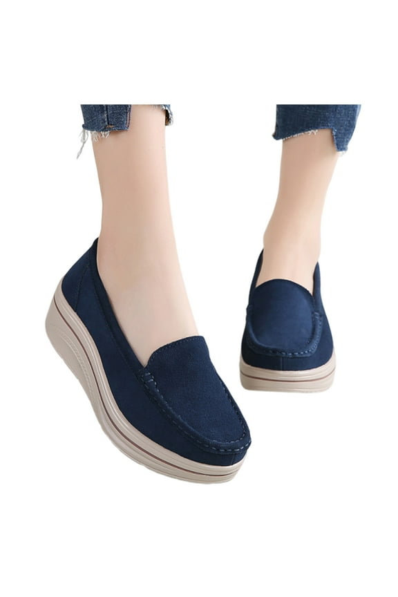 Platform Loafers for Women Comfortable Business Shoes Slip on Wedges Walking Shoes