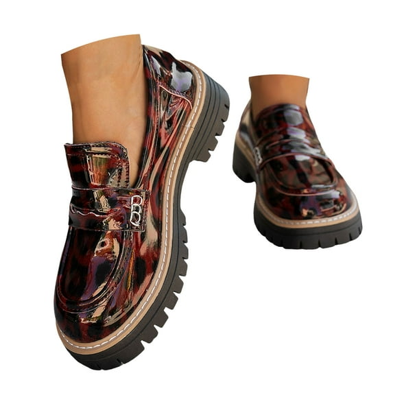 Mostsola Platform Loafers for Women Retro Leopard Print Dressy Business Casual Shoes Walking Shoes