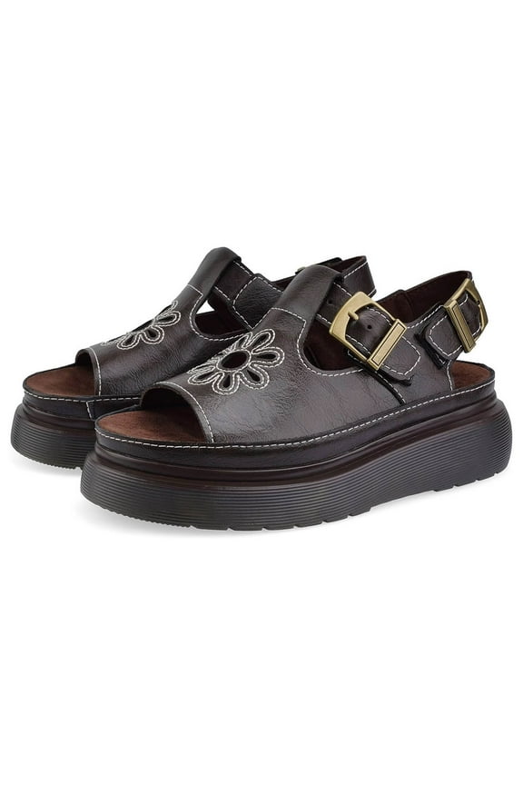 Platform Sandals for Women 2025 Retro Bohemian Slingback Flats Comfort Footbed Beach Shoes