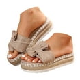 thumbnail image 1 of Mostsola Platform Sandals for Women 2025 Summer Espadrilles Open Toe Bow Slides Beach Shoes, 1 of 9