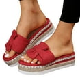 thumbnail image 1 of Mostsola Platform Sandals for Women 2025 Summer Espadrilles Open Toe Bow Slides Beach Shoes, 1 of 8