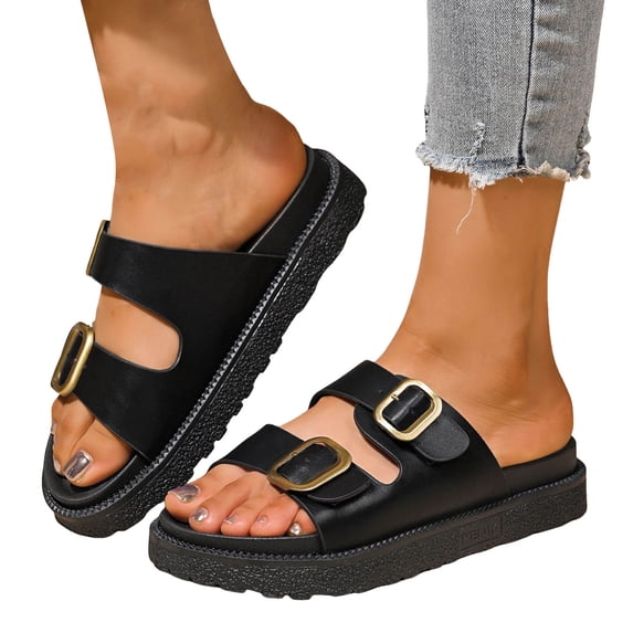 Mostsola Platform Slippers for Women Adjustable Sandals Comfortable Slip on Shoes Slides Sandals