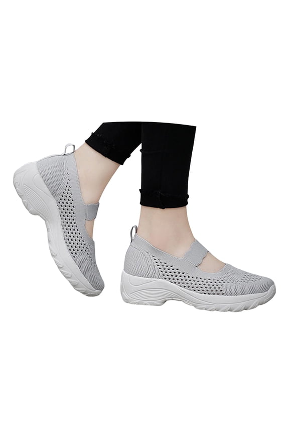 Platform Sneakers for Women Lightweight Mesh Mary Jane Shoes Arch Support Walking Shoes