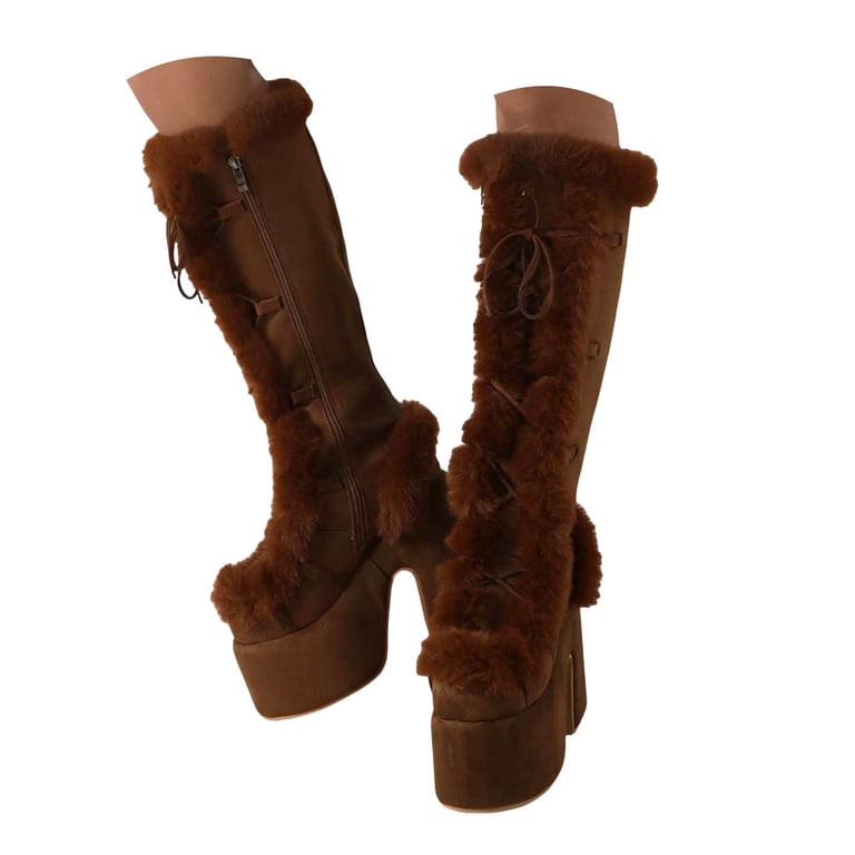 Cozy Brown Lace-Up Boots with Fur Lining Cozy Fur-lined Womens Winter Lace-up Boots on Luulla main image 4