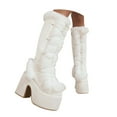thumbnail image 1 of Mostsola Platform Snow Boots for Women Furry Cozy Knee High Boots Lace up Winter Boots, 1 of 9