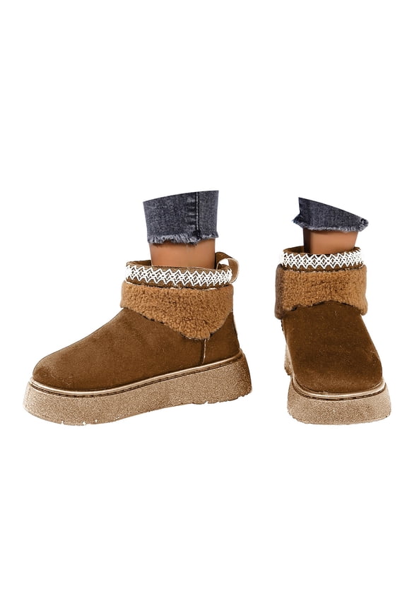 Platform Snow Boots for Women Round Toe Ankle Boots Winter Warm Cozy Fuzzy Slippers