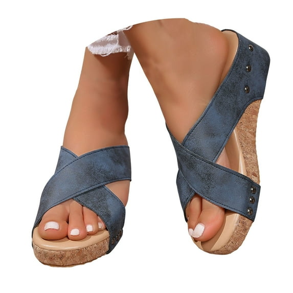 Mostsola Platform Wedge Sandals for Women Comfortable Cork Slides Slip on Summer Dress Shoes