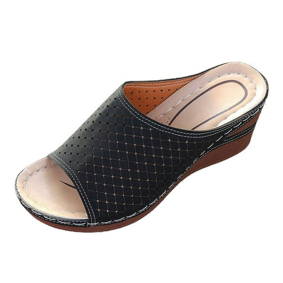 Mostsola Platform Wedge Sandals for Women Slip on Open Toe Hollow out Slides Casual Summer Slippers