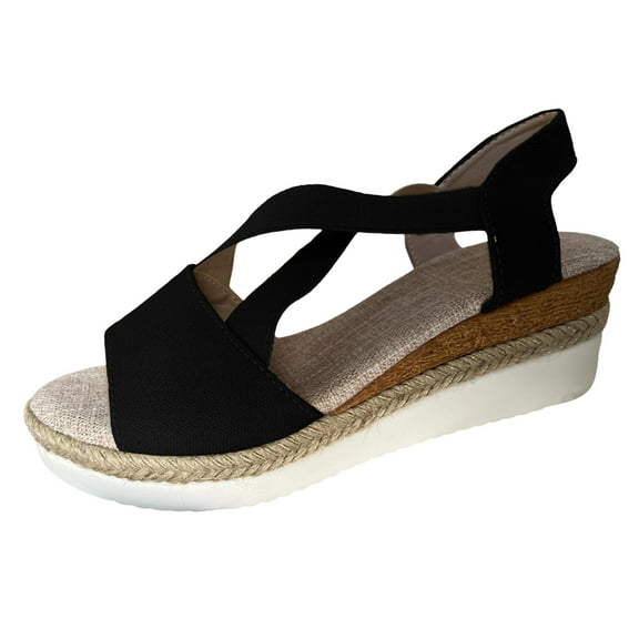 Mostsola Platform Wedges Sandals for Women Peep Toe Slingback Espadrille Slip on Cross Band Shoes