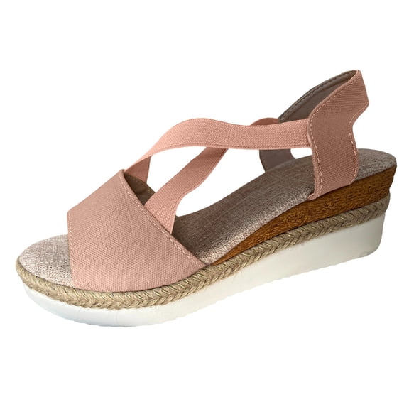 Mostsola Platform Wedges Sandals for Women Peep Toe Slingback Espadrille Slip on Cross Band Shoes