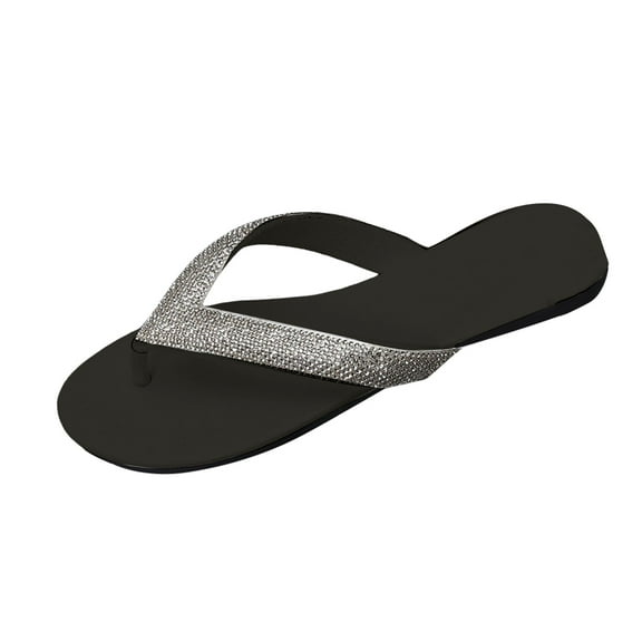 Mostsola Rhinestone Glitter Flop Flops for Women PU Leather Summer Beach Flat Sandals Comfort Slides