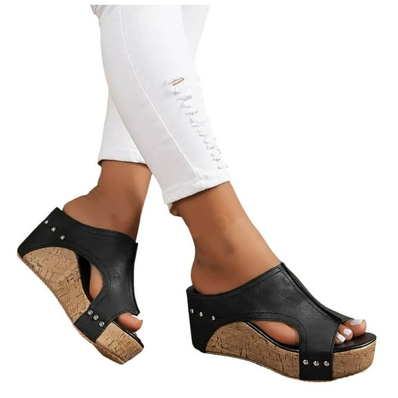Mostsola Sandals for Women 2025 Cork Footbed Slides Slip on Slippers Fashion Open Toe Platform Mules