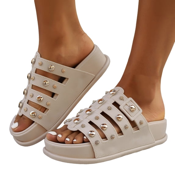 Mostsola Sandals for Women 2025 Fashion Platform Slides Open Toe Slip on Cushion Footbed Slippers