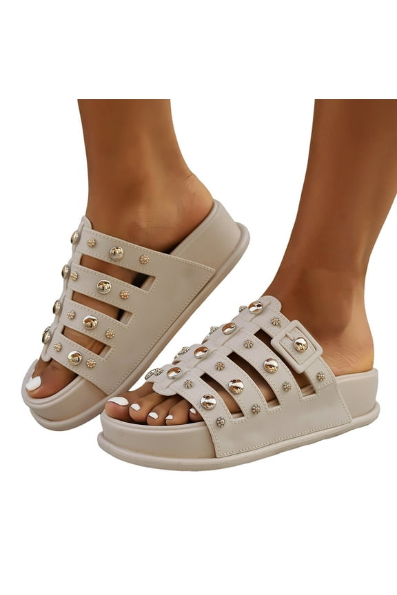 Sandals for Women 2025 Fashion Platform Slides Open Toe Slip on Cushion Footbed Slippers