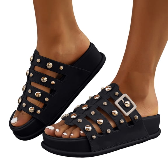 Mostsola Sandals for Women 2025 Fashion Platform Slides Open Toe Slip on Cushion Footbed Slippers