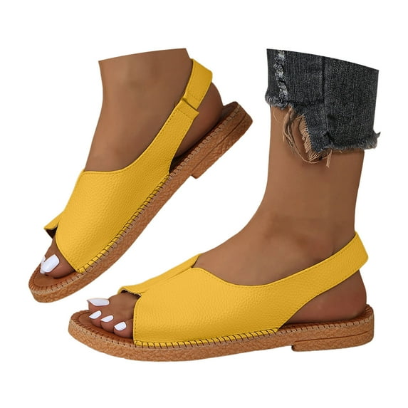 Mostsola Sandals for Women 2025 Lightweight Slingback Flats Peep Toe Soft Slip on Beach Dress Shoes