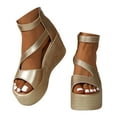 thumbnail image 1 of Mostsola Sandals for Women 2025 Platform Wedges Heels Trendy Strappy Pumps Shoes with Zipper, 1 of 6