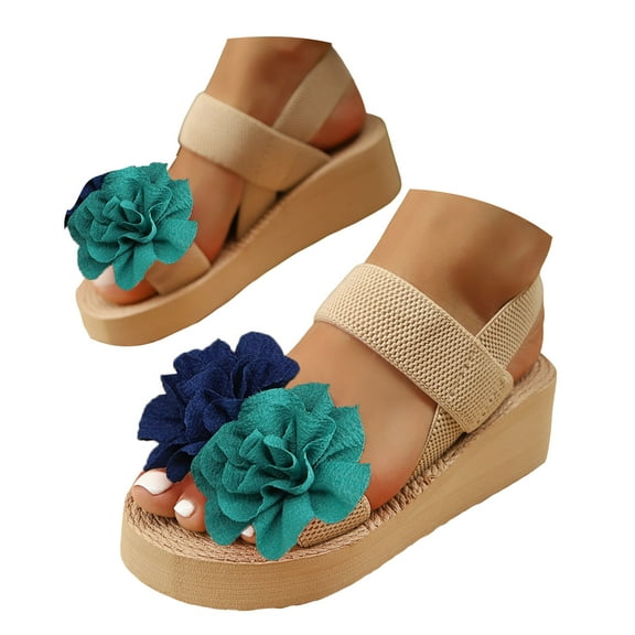 Mostsola Sandals for Women Casual Open Toe Flower Wedges Heels Summer Dressy Slip on Beach Shoes