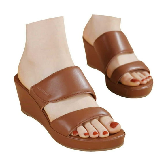 Mostsola Sandals for Women Slip on Slippers Platform Heels Casual Soft Wedge Sandals Open Toe Mules