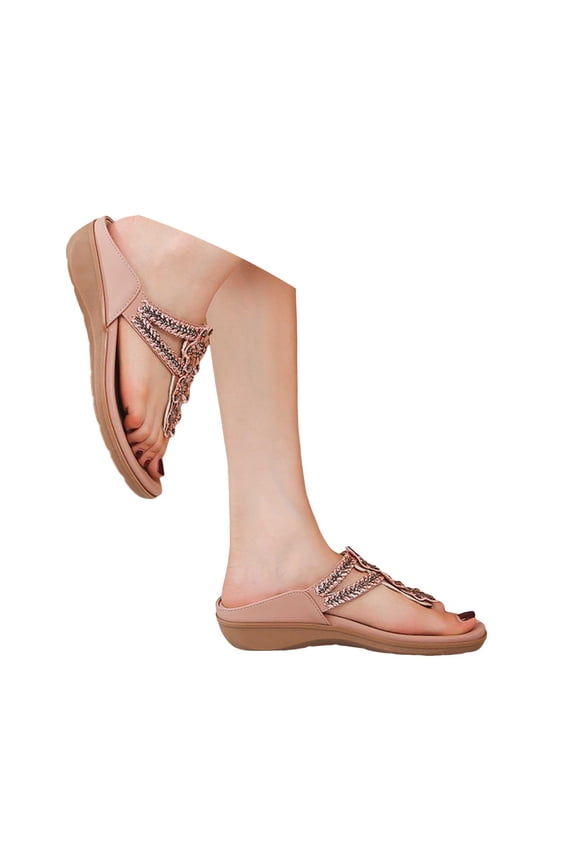 Slide Sandals for Women Elegant Rhinestone Flip Flops Comfort Footbed Slip on Shoes