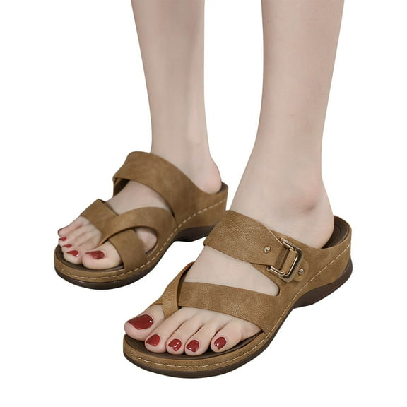 Mostsola Slide Sandals for Women Retro Slip on Shoes Summer Dressy Flip Flops Wedges