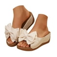 thumbnail image 1 of Mostsola Slides for Women Cute Bowknot Wedge Sandals Platform Slip on Shoes Beach Dress Shoes, 1 of 8