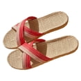 thumbnail image 1 of Mostsola Slides for Women Dressy Flats Summer Slip on Raffia Beach Shoes Open Toe Slippers, 1 of 4