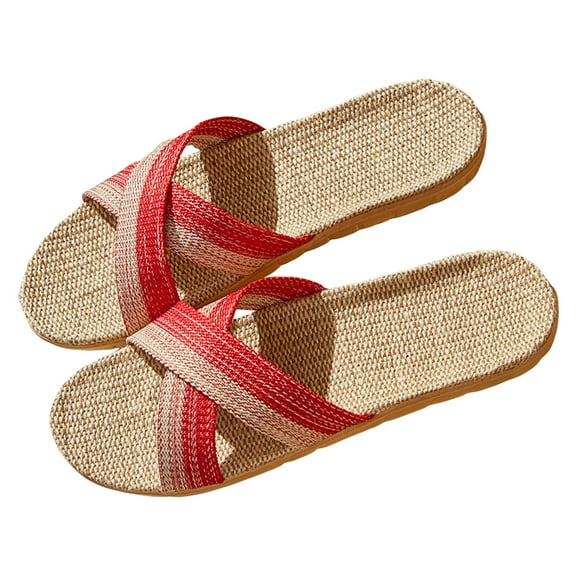Mostsola Slides for Women Dressy Flats Summer Slip on Raffia Beach Shoes Open Toe Slippers