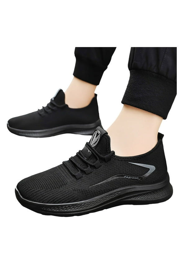 Slip on Walking Shoes for Men Brearhable Lace up Tennis Shoes Casual Lightweight Sneakers