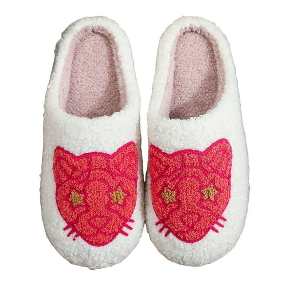 Mostsola Slippers for Women Animal Embroidery Fashion Holiday Slip on Shoes Warm Indoor Slides