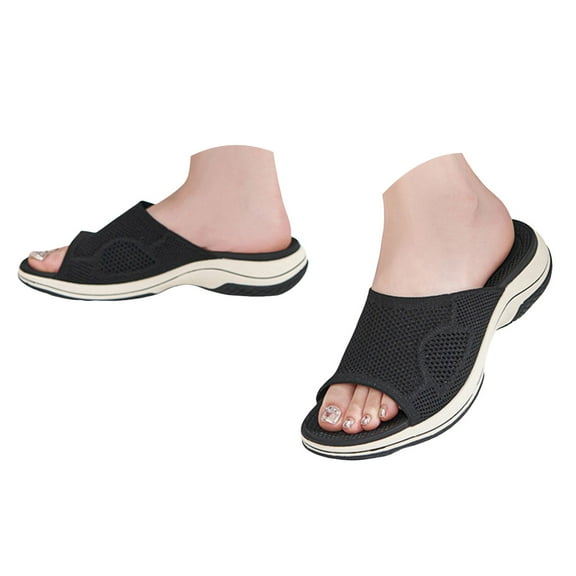 Mostsola Slippers for Women Casual Mesh Slip on Shoes Open Toe Arch Support Slides Sandals