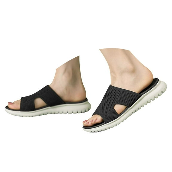 Mostsola Slippers for Women Casual Slide Sandals Open Toe Flats Comfort Mesh Slip on Shoes