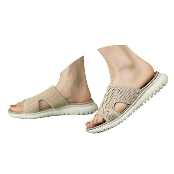 Mostsola Slippers for Women Casual Slide Sandals Open Toe Flats Comfort Mesh Slip on Shoes