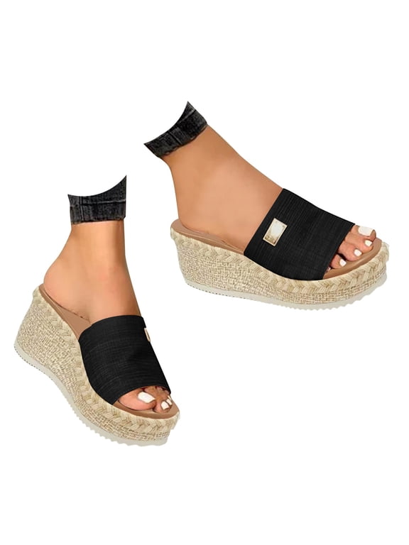 Slippers for Women Platform Sandals Espadrilles Dressy Peep Toe Wedges Heels