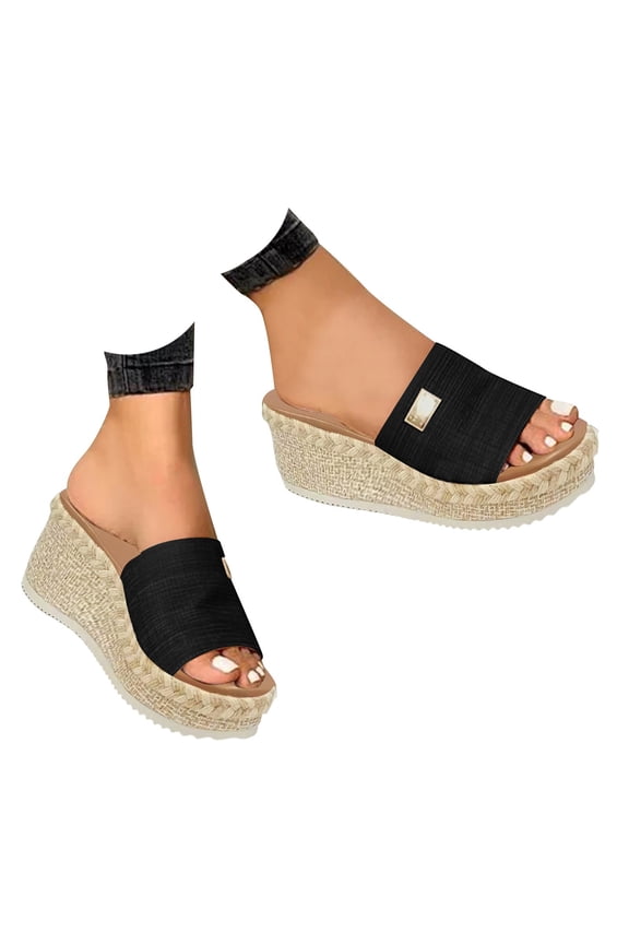 Slippers for Women Platform Sandals Espadrilles Dressy Peep Toe Wedges Heels