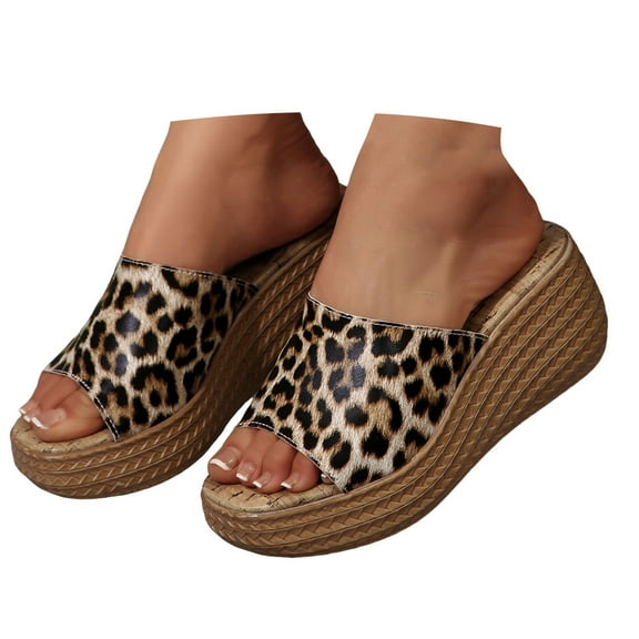 Mostsola Slippers for Women Clear Band Slip on Platform Sandals Open Toe Slides Shoes Wedges Heels