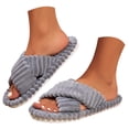 thumbnail image 1 of Mostsola Slippers for Women Memory Foam Corduroy House Slippers Comfort Open Toe Slides Sandals, 1 of 9