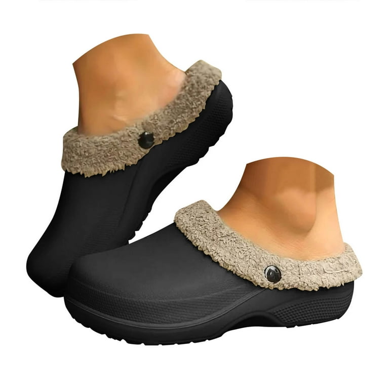 Mostsola Slippers for Women Men Furry Lined Clogs Indoor Outdoor