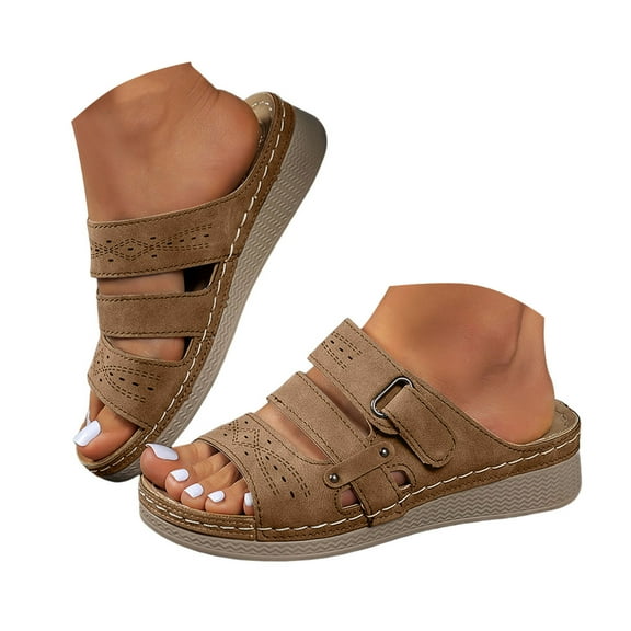 Mostsola Slippers for Women Open Toe Platform Sandals Casual Wedge Slides Summer Dressy Beach Shoes