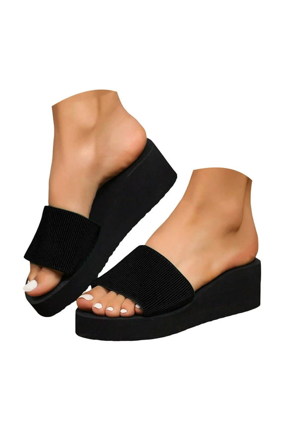 Slippers for Women Platform Sandals Backless Wedges Heels Slip on Sandals Shoes