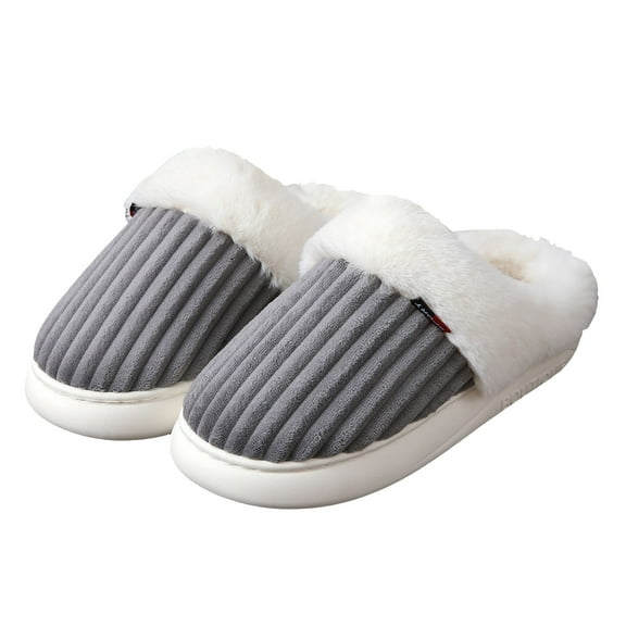 Mostsola Slippers for Women Slip on Fuzzy House Slippers Furry Lined Non-Slip Indoor Home Shoes