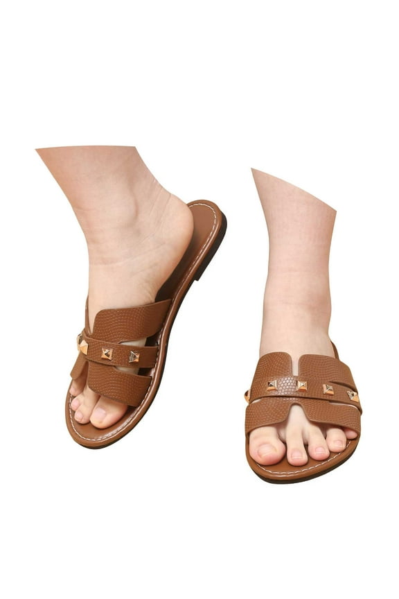 Slippers for Women Soft Lightweight Beach Shoes Trendy Studded Slide Sandals Slip on Shoes