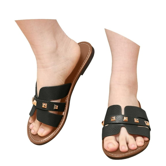 Mostsola Slippers for Women Soft Lightweight Beach Shoes Trendy Studded Slide Sandals Slip on Shoes