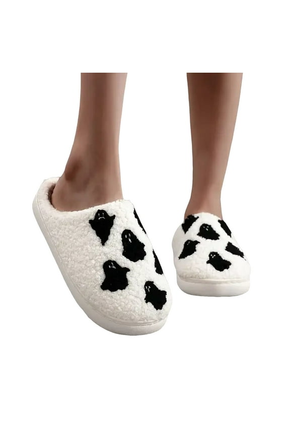 Slippers for Women Soft Warm House Shoes Ghost Plush Slip on Shoes Indoor Bedroom Slides