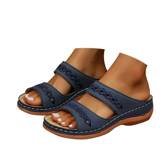 Mostsola Slippers for Women Summer Slides Open Toe Wedge Sandals Bohemian Slip on Dress Shoes