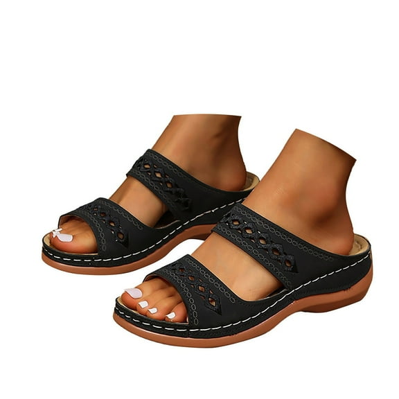 Mostsola Slippers for Women Summer Slides Open Toe Wedge Sandals Bohemian Slip on Dress Shoes