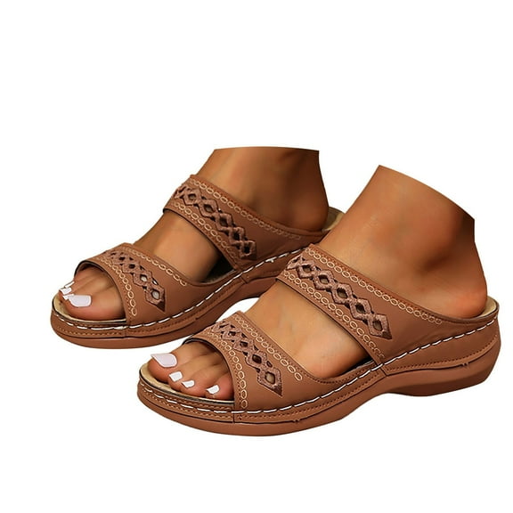 Mostsola Slippers for Women Summer Slides Open Toe Wedge Sandals Bohemian Slip on Dress Shoes