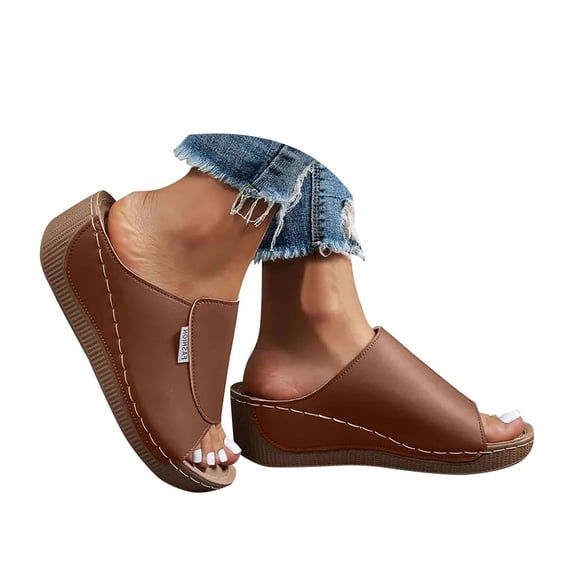 Mostsola Slippers for Women Wedge Sandals Open Toe Slides Comfort Platform Slip on Slide Sandals