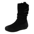 thumbnail image 1 of Mostsola Slouchy Boots for Women Suede Mid Calf Boots Casual Round Toe Flat Heel Pull on Tall Boots, 1 of 2